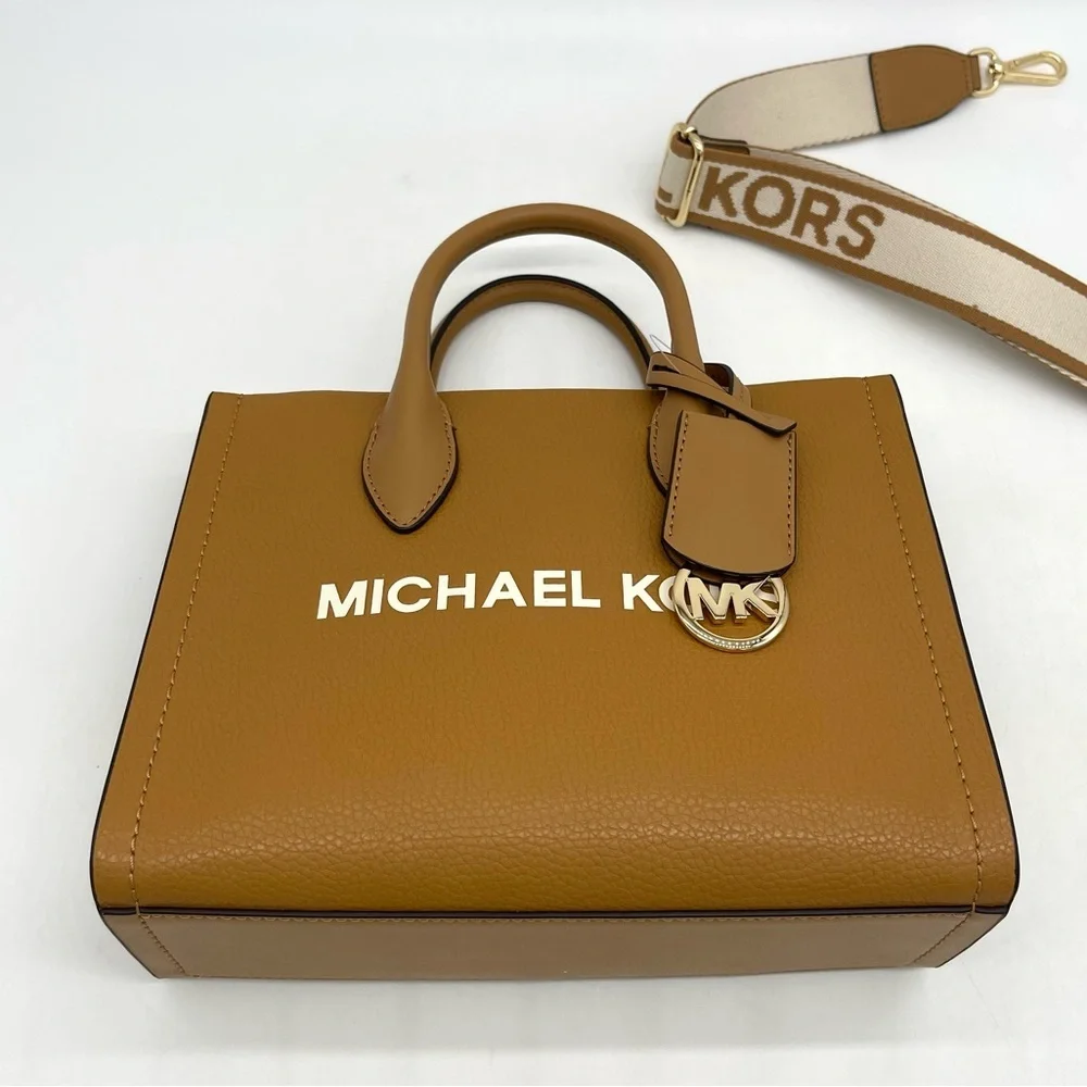 Michael Kors Small Mirella Pebbled Leather Top Zip Crossbody Bag